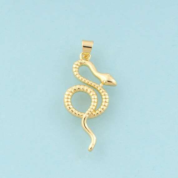 Gold Snake Charms,Animal Jewelry,Snake Pendant for DIY Jewelry Making,18K Gold