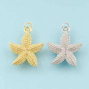 Gold CZ Starfish Charms,Starfish Jewelry,Starfish Pendant for DIY Jewelry Making,18K Gold & Rhodium