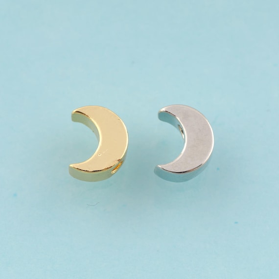 5 pcs Flat Spacer Beads,Moon Beads,Moon Flat Spacer Beads for DIY Jewelry Making,18K Gold & Rhodium