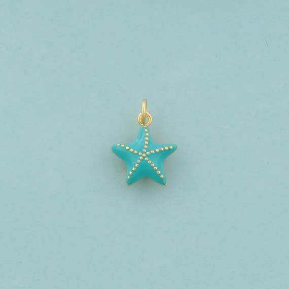 Gold Enamel Starfish Charms,Starfish Jewelry,Starfish Pendant for DIY Jewelry Making,18K Gold