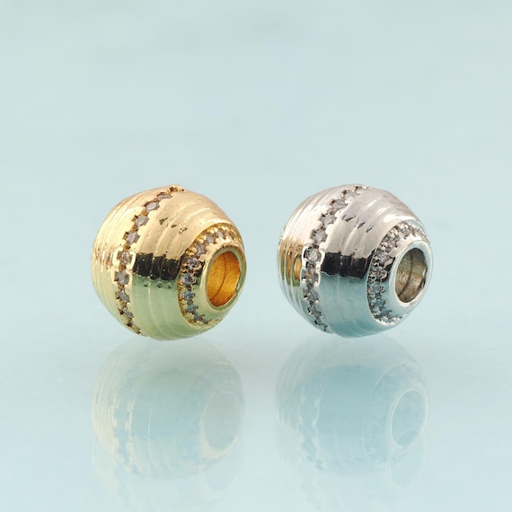 CZ Ball Spacer Beads,Ball Beads,Round Beads for DIY Jewelry Making,18K Gold & Rhodium