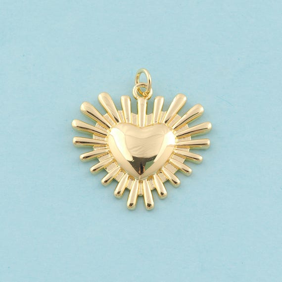 Gold Heart Charms,Minimalist Jewelry,Heart Pendant for DIY Jewelry Making,18K Gold