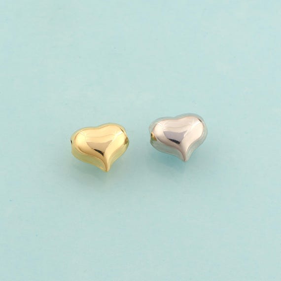 Gold Heart Spacer Beads,Love Beads,Heart Beads for DIY Jewelry Making,18K Gold