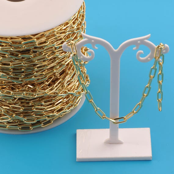 Gold Paper Clip Chain,Special Jewelry Chain,Semi-Finished Product Chain for DIY Jewelry Making,18K Gold