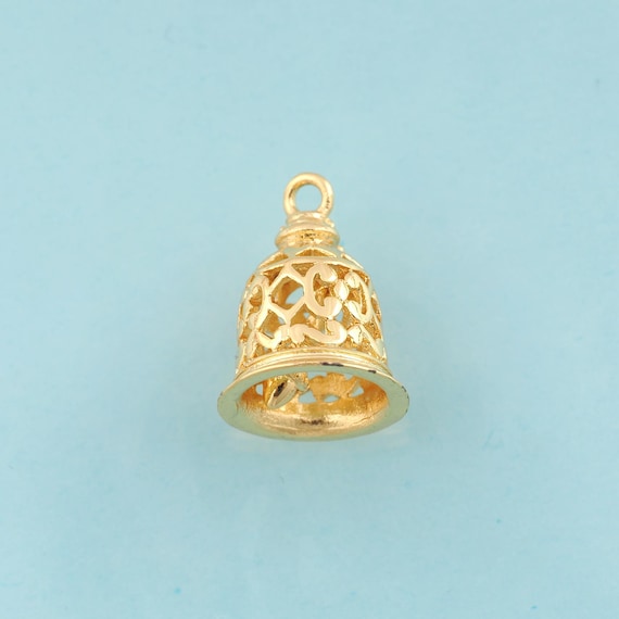 Gold Bell Charms,Bell Jewelry,Bell Pendant for DIY Jewelry Making,18K Gold