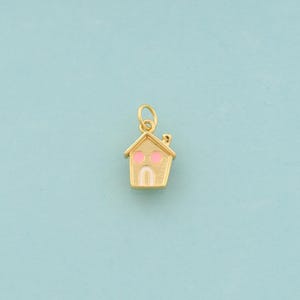 18K Gold Filled House Charm: Enamel CZ Pendant, DIY Jewelry