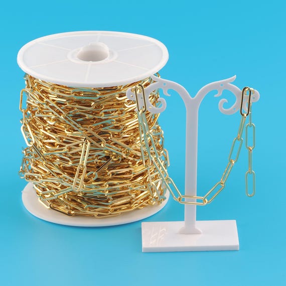 Gold Paper Clip Chain,Special Jewelry Chain,Semi-Finished Product Chain for DIY Jewelry Making,18K Gold