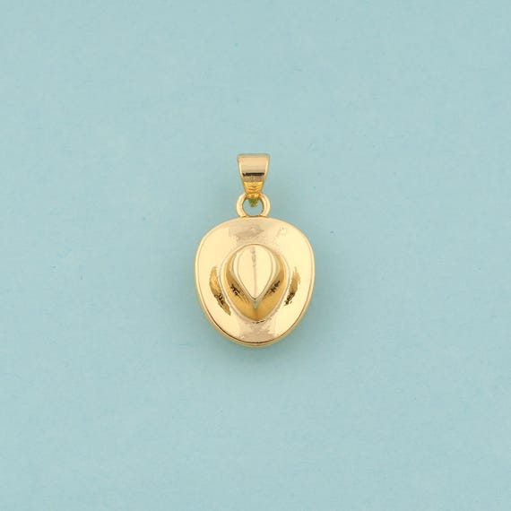 Gold Cowboy Hat Charms,Cowboy Hat Jewelry,Cowboy Hat Pendant for DIY Jewelry Making,18K Gold