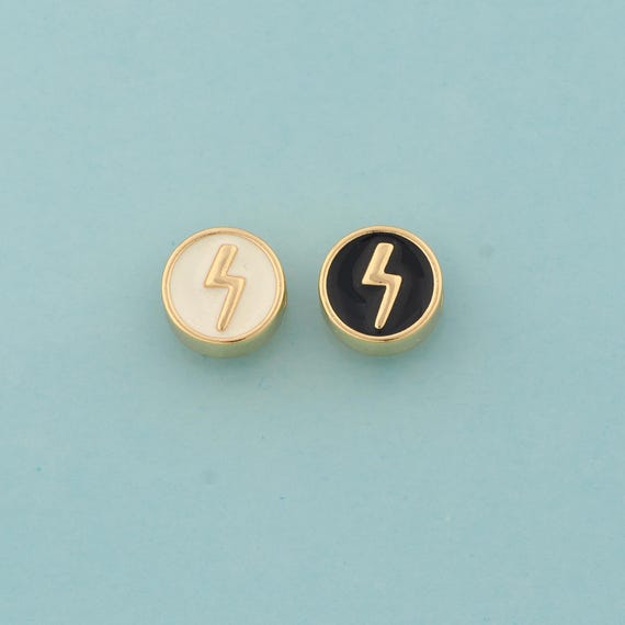 Enamel Lightning Spacer Beads,Round Beads,Lightning Beads for DIY Jewelry Making,18K Gold
