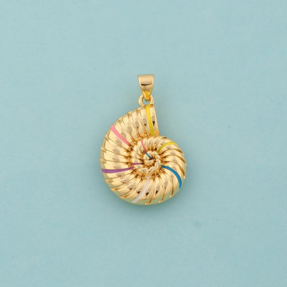 Gold Snail Shell Charms,Shell Jewelry,Enamel Snail Shell Pendant for DIY Jewelry Making,18K Gold