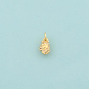 Gold CZ Glove Charms,Glove Jewelry,Glove Pendant for DIY Jewelry Making,18K Gold