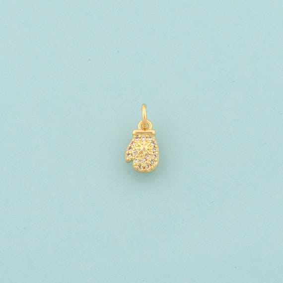 Gold CZ Glove Charms,Glove Jewelry,Glove Pendant for DIY Jewelry Making,18K Gold