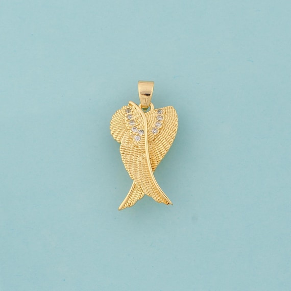 Gold CZ Angel Wings Charms,Animal Wings Jewelry,Wings Pendant for DIY Jewelry Making,18K Gold