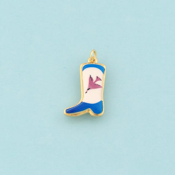 Gold Knight Boot Charms,Knight Boot Jewelry,Enamel Knight Boot Pendant for DIY Jewelry Making,18K Gold