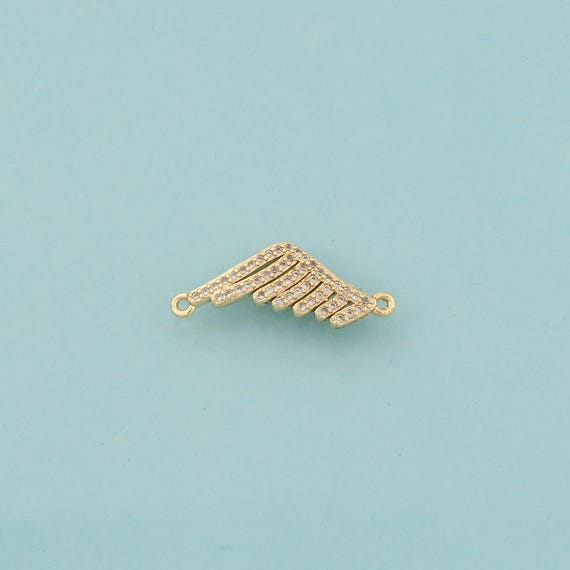 Gold CZ Angel Wings Connector,Animal Wings Jewelry Connector,Wings Connector for DIY Jewelry Making,18K Gold