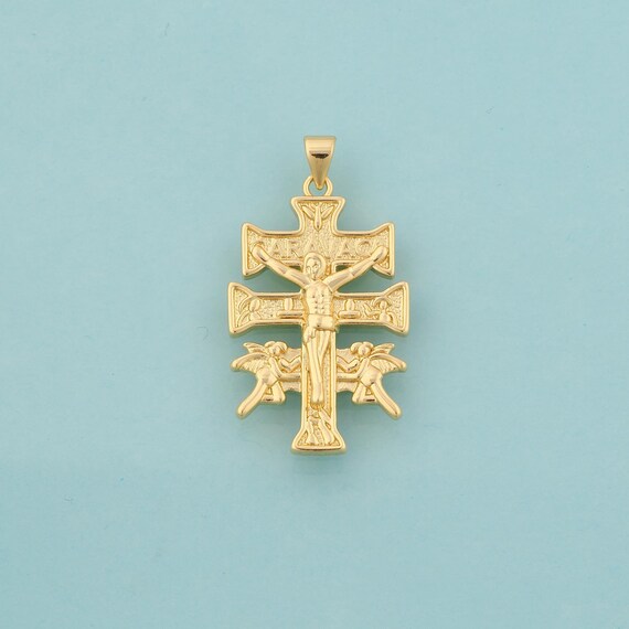 Gold Cross Charms,Victim Jewelry,Christian Pendant for DIY Jewelry Making,18K Gold
