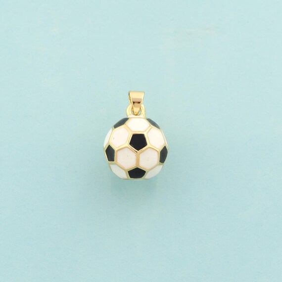 Gold Enamel Football Charms,Sports Jewelry,Ball Pendant for DIY Jewelry Making,18K Gold
