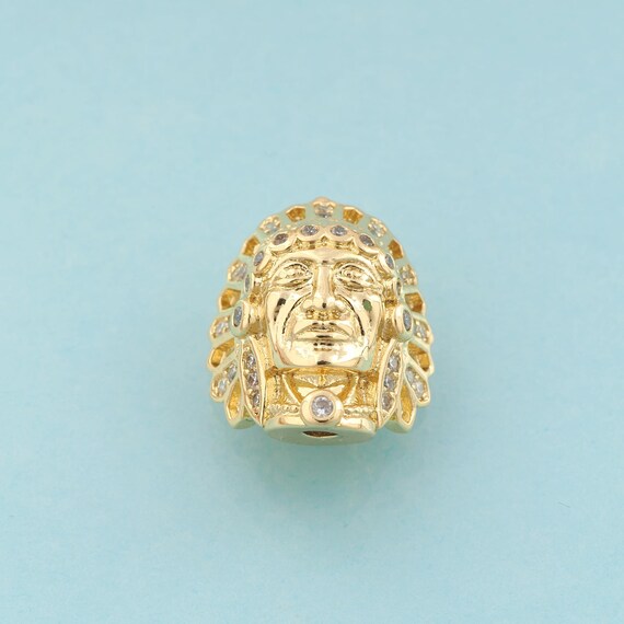 CZ Egyptian Pharaoh Spacer Beads,Character Beads,Round Beads for DIY Jewelry Making,18K Gold