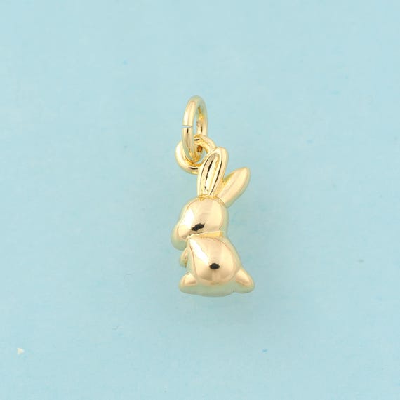 Gold Rabbit Charms,Animal Jewelry,Rabbit Pendant for DIY Jewelry Making,18K Gold