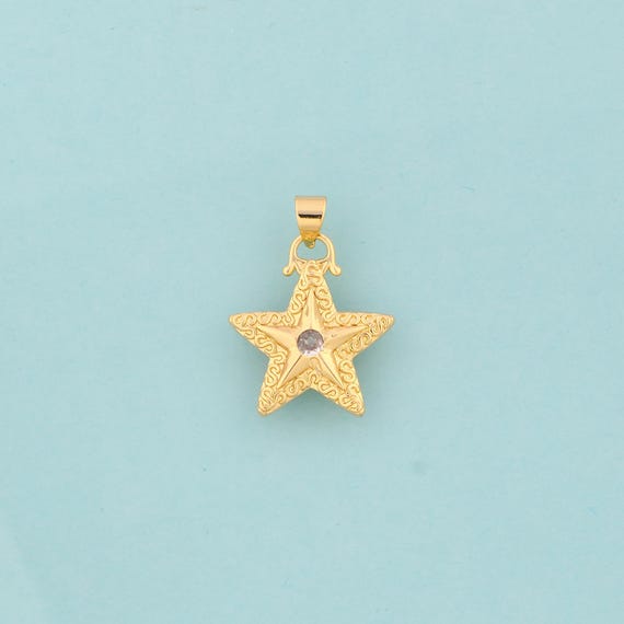 Gold CZ Star Charms,Star Jewelry,Star Pendant for DIY Jewelry Making,18K Gold