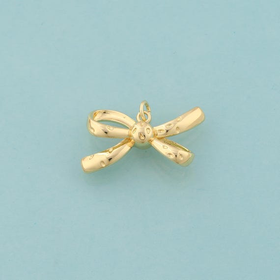Gold Bow Charms,Tie Jewelry,Bow Pendant for DIY Jewelry Making,18K Gold