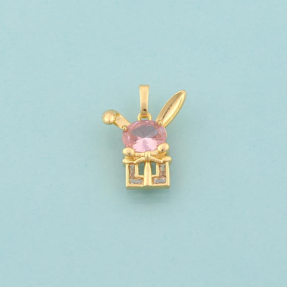 Gold CZ Rabbit Charms,Animal Jewelry,Rabbit Pendant for DIY Jewelry Making,18K Gold