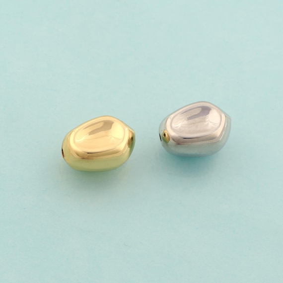 Gold Oval Spacer Beads,Oval Beads,Oval Beads for DIY Jewelry Making,18K Gold