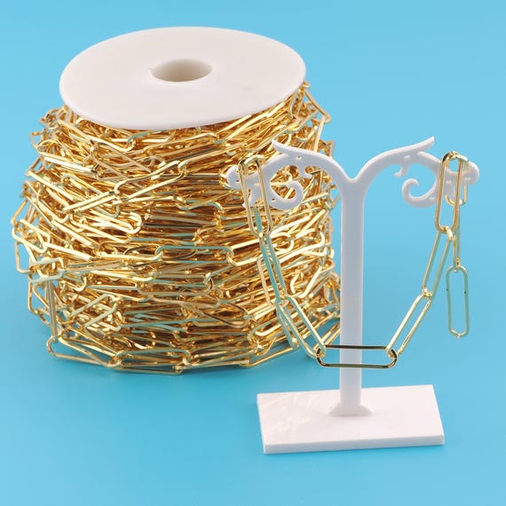 Gold Paper Clip Chain,Special Jewelry Chain,Semi-Finished Product Chain for DIY Jewelry Making,18K Gold