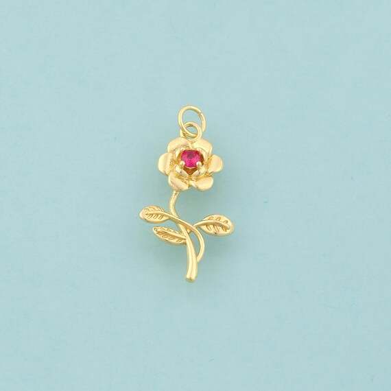 Gold CZ Rose Charms,Flower Jewelry,Rose Pendant for DIY Jewelry Making,18K Gold