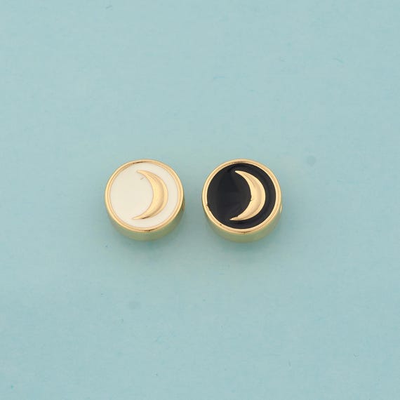 Enamel Crescent Moon Spacer Beads,Celestial Beads,Moon Beads for DIY Jewelry Making,18K Gold