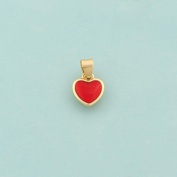 Gold Heart Charms,Enamel Love Jewelry,Heart Pendant for DIY Jewelry Making,18K Gold