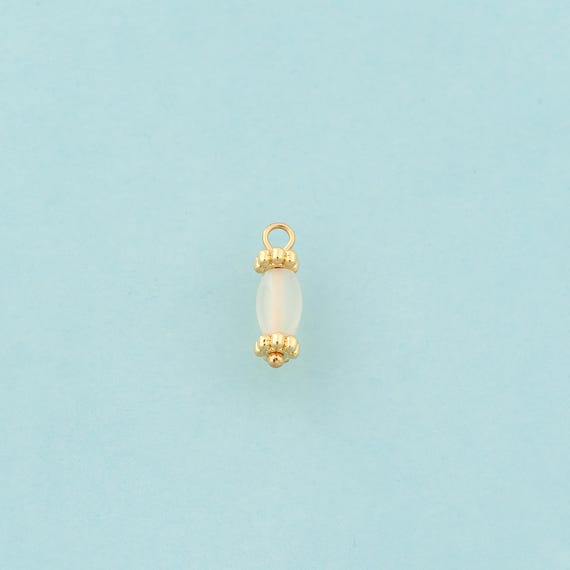 Gold Energy Stone Charms,Natural Stone Jewelry,White Agate Pendant for DIY Jewelry Making,18K Gold