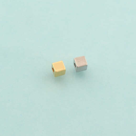 Gold Square Spacer Beads,Square Beads,Square Beads for DIY Jewelry Making,18K Gold