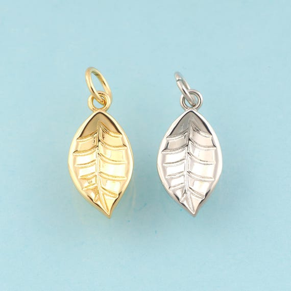 Gold Leaf Charms,Plant Jewelry,Leaf Pendant for DIY Jewelry Making,18K Gold & Rhodium