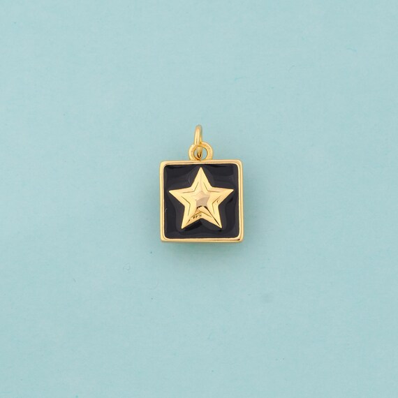 Gold Enamel Star Charms,Star Jewelry,Star Pendant for DIY Jewelry Making,18K Gold