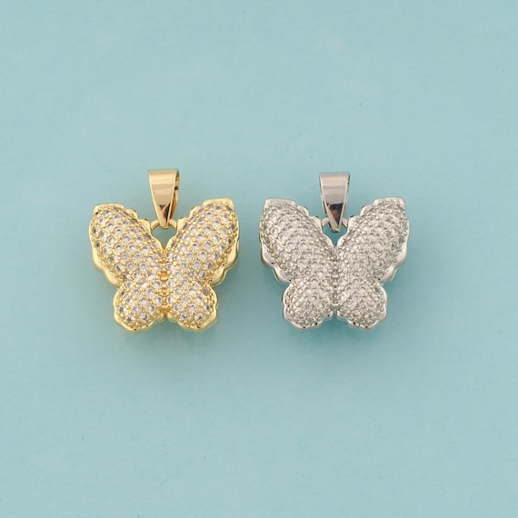 Gold CZ Butterfly Charms,Insect Jewelry,Butterfly Pendant for DIY Jewelry Making,18K Gold