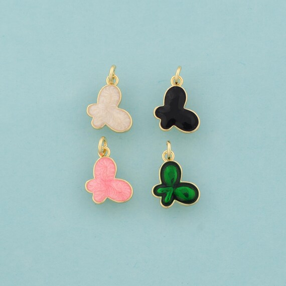 Gold Enamel Butterfly Charms,Butterfly Jewelry,Butterfly Pendant for DIY Jewelry Making,18K Gold