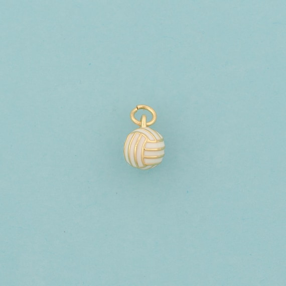 Gold Volleyball Charms,Sports Jewelry,Enamel Volleyball Pendant for DIY Jewelry Making,18K Gold