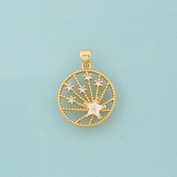 Gold CZ Star Charms,Star Jewelry,Star Pendant for DIY Jewelry Making,18K Gold
