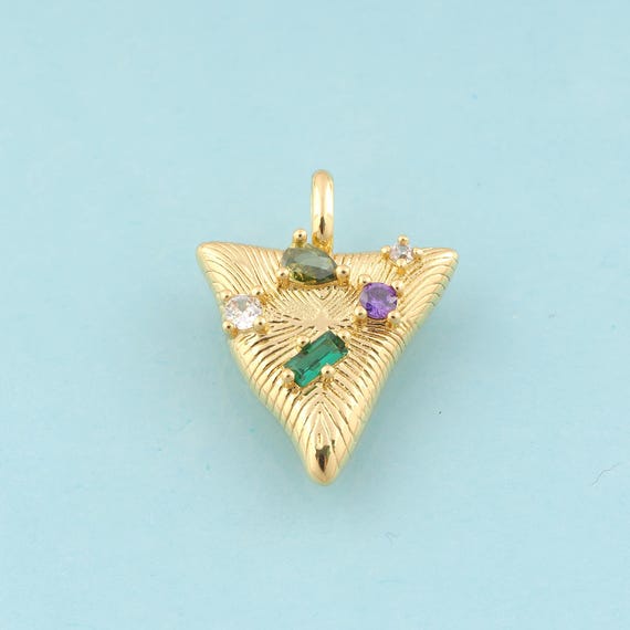 Gold CZ Triangle Charms,Round Jewelry,Square Pendant for DIY Jewelry Making,18K Gold