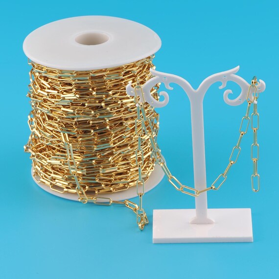 Gold Paper Clip Chain,Special Jewelry Chain,Semi-Finished Product Chain for DIY Jewelry Making,18K Gold