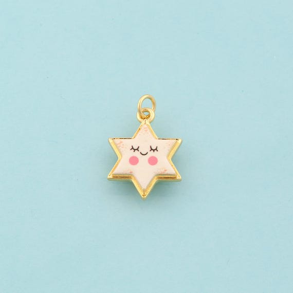 Gold David Star Charms,Jewish Star Jewelry,Enamel Starburst Pendant for DIY Jewelry Making,18K Gold