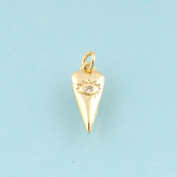 5 pcs Gold CZ Evil Eye Charms,Triangle Jewelry,Devil Eye Pendant for DIY Jewelry Making,18K Gold