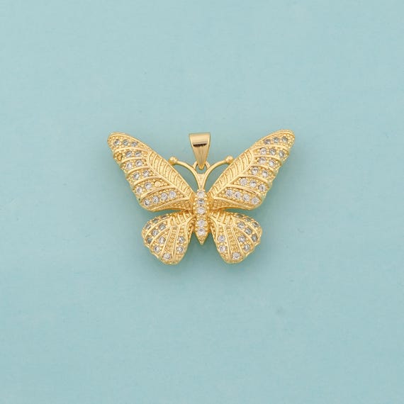 Gold CZ Butterfly Charms,Insect Jewelry,Butterfly Pendant for DIY Jewelry Making,18K Gold