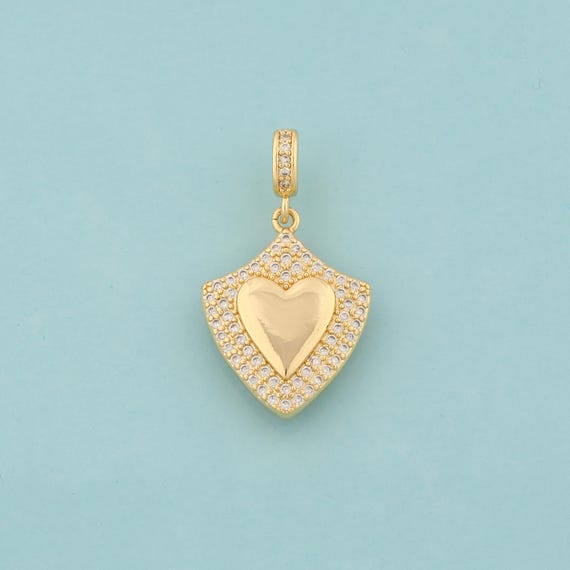 Gold CZ Heart Charms,Love Jewelry,Heart Pendant for DIY Jewelry Making,18K Gold