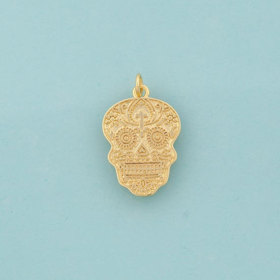Gold Skull Charms,Skull Jewelry,Skull Pendant for DIY Jewelry Making,18K Gold
