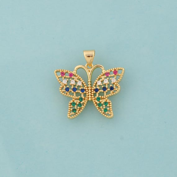 Gold CZ Butterfly Charms,Insect Jewelry,Butterfly Pendant for DIY Jewelry Making,18K Gold