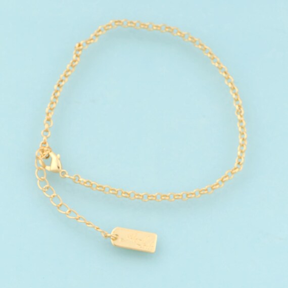 Gold Rolo Bracelet,Square Jewelry Bracelet,Lobster Clasp Bracelet for DIY Jewelry Making,18K Gold