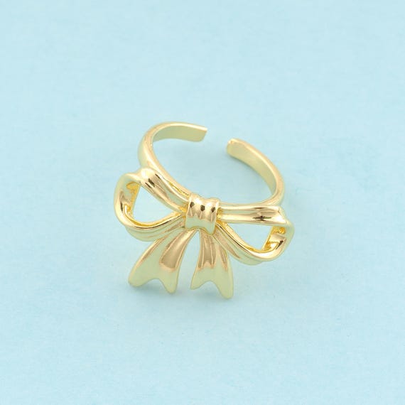 Gold Open Rings,Bow Jewelry Rings,Thin Rings Perfect Gift,18K Gold