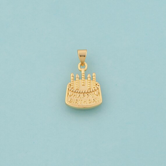 Gold Birthday Cake Charms,Happy Birthday Jewelry,Letter Pendant for DIY Jewelry Making,18K Gold